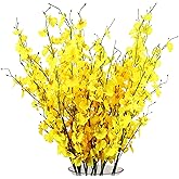 TYEERDEC Orchids Artificial Flowers, 10 Bunches Fake Silk Flowers for Decoration, Long Stem Artificial Flowers for Tall Vase Home Decor Indoor - Yellow