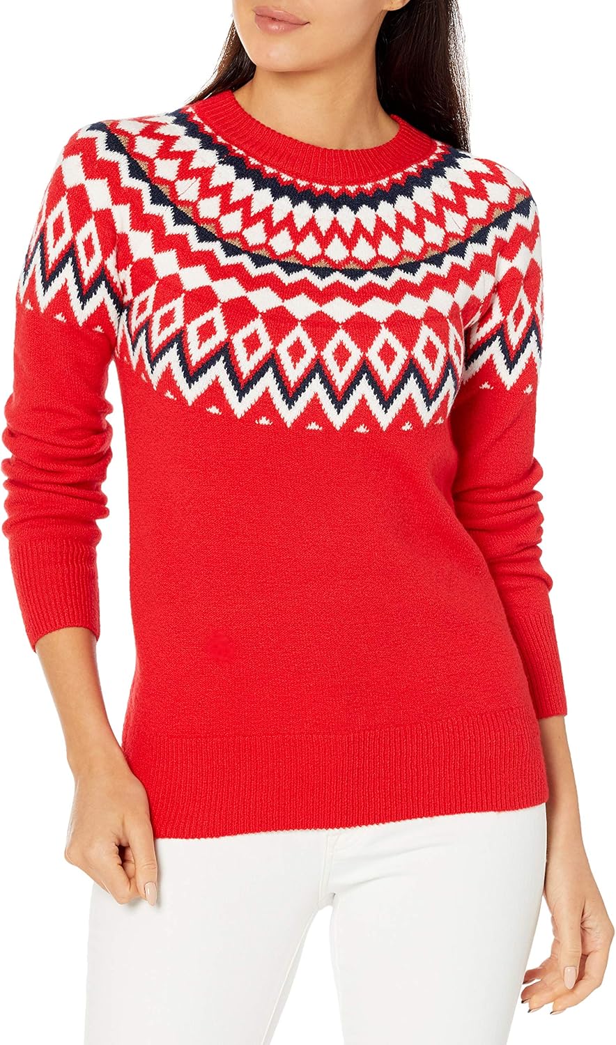 Amazon Essentials Women's ClassicFit SoftTouch Crewneck Fair Isle