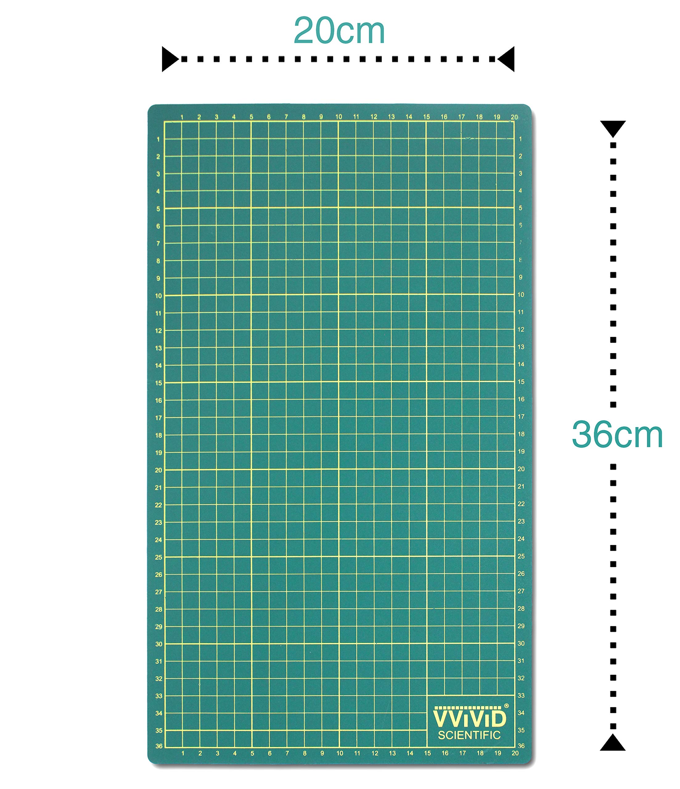 VViViD Green Self-Healing 14 Inches x 8.25 Inches Gridded & Ruled Cutting Mat 2-Pack For Arts, Crafts & Drafting