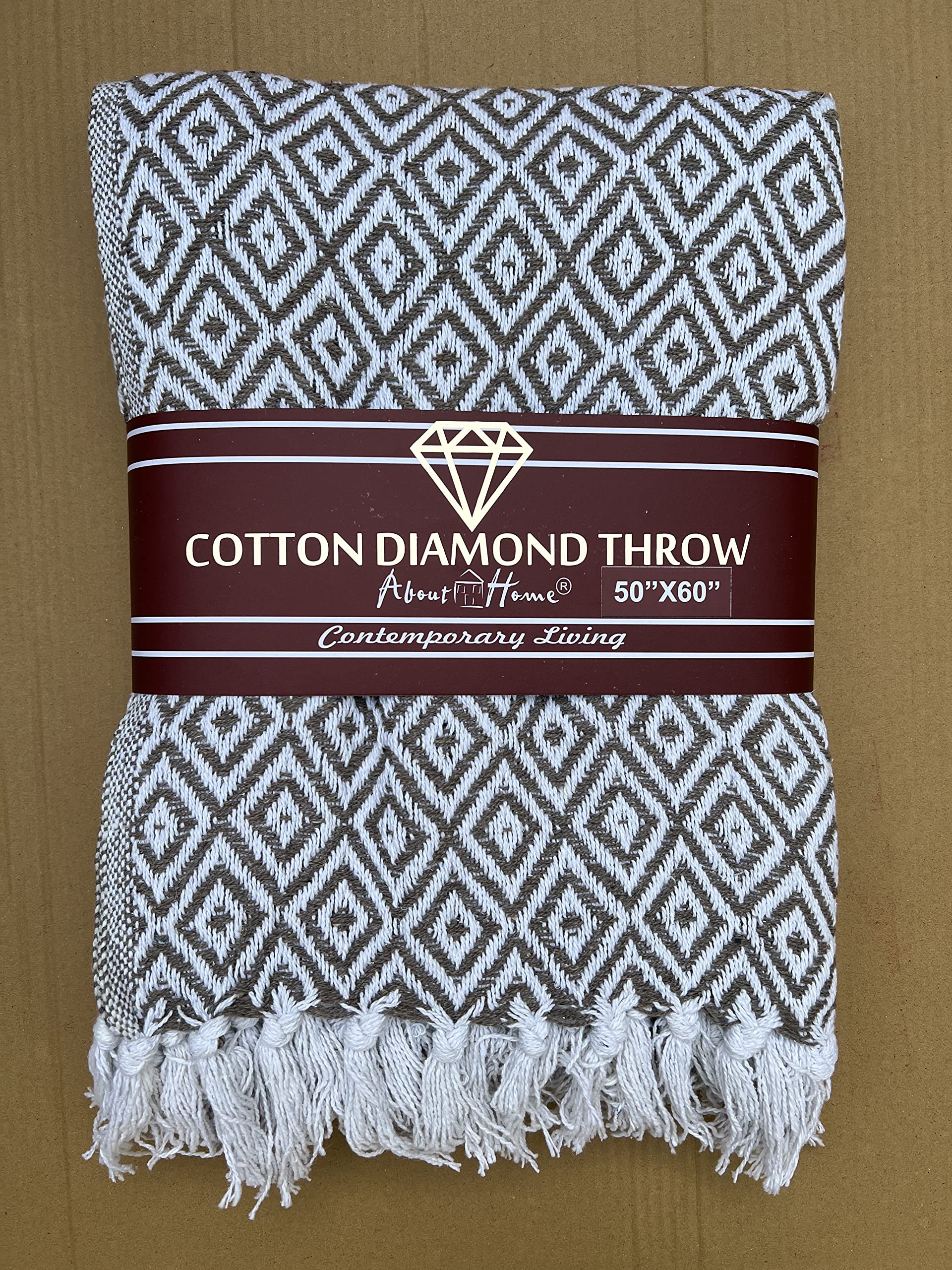 About Home Cotton Diamond throw, settee cover in many sizes & colors. (127x152 cm, Beige)