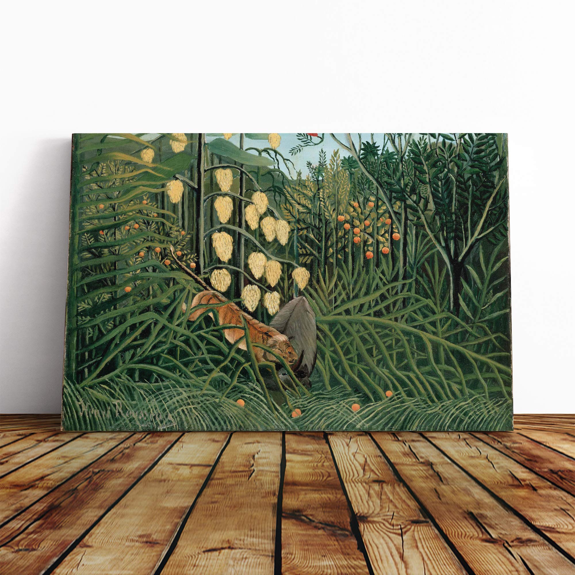 Henri Rousseau in a Tropical Forest Canvas Print | Gallery Wrapped 30mm Frame Wall Art | 20x14 inches | Ready to Hang | Modern Landscape Picture | Living Room Bedroom Lounge Office
