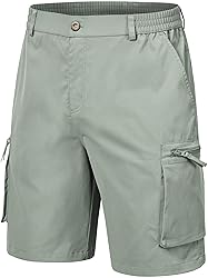 QPNGRP Men's 9" Inseam Stretch Waist Zipper Cargo