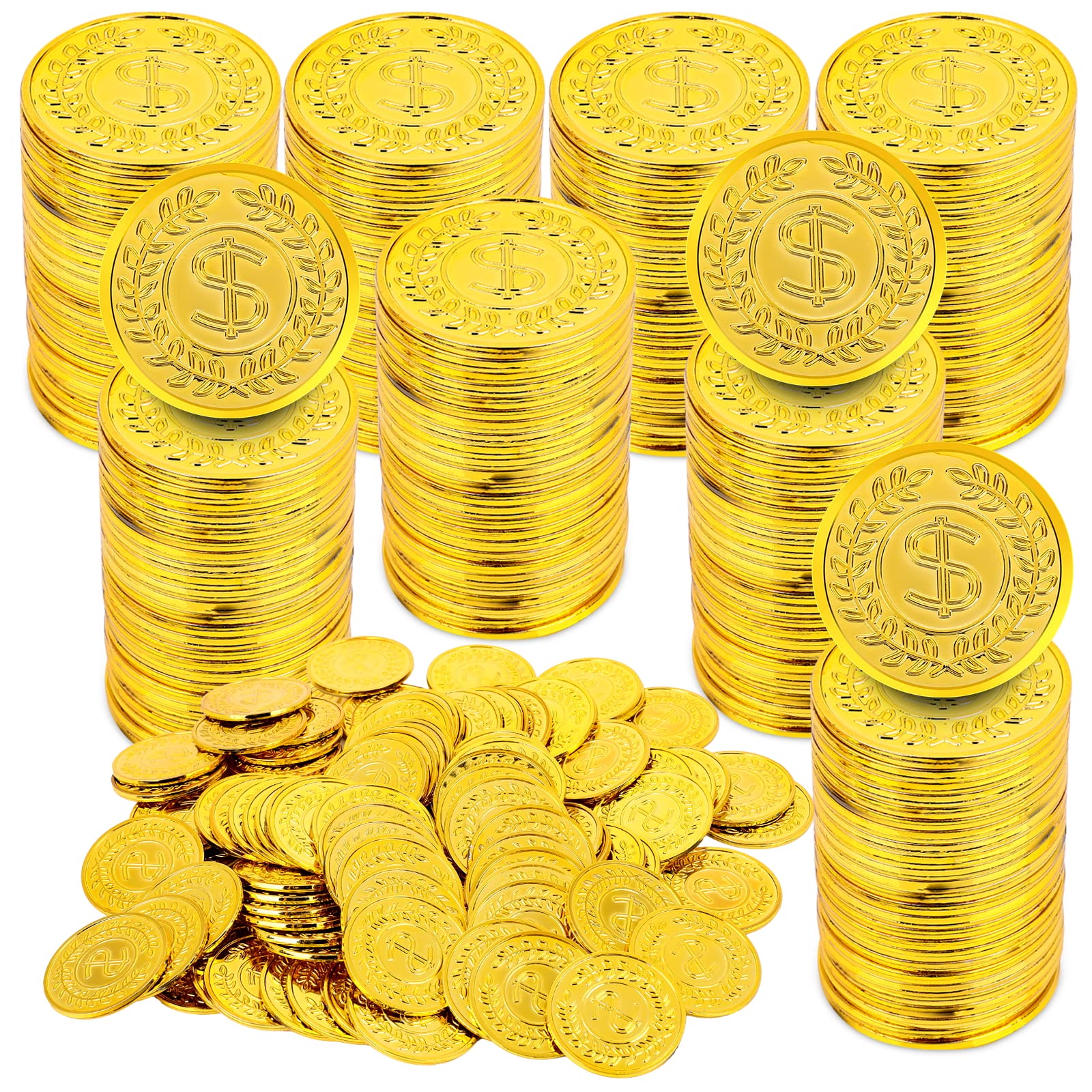 300 Pcs Plastic Fake Coins - Pirate Treasure & Party Favors for Teachers & Classroom Rewards