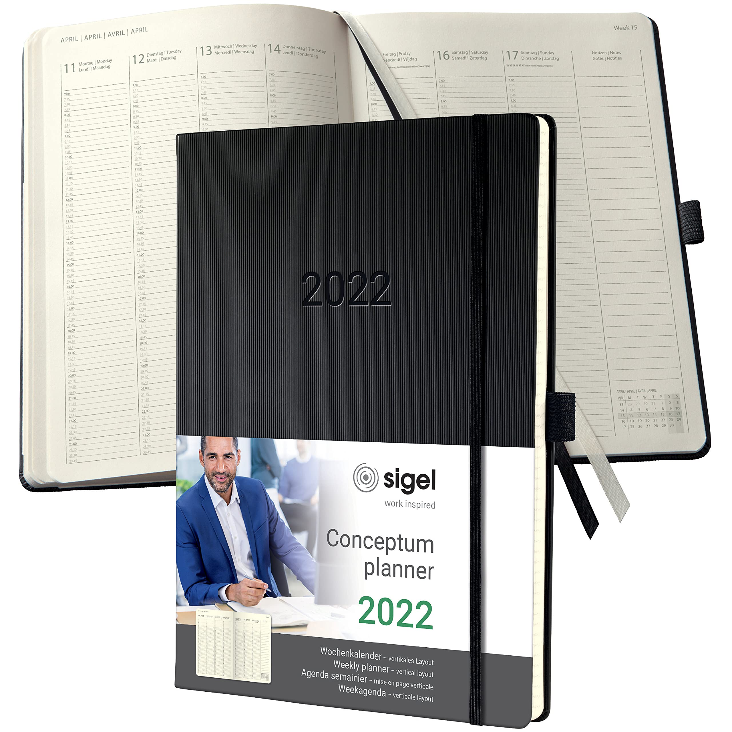 Sigel C2218 Conceptum Weekly Planner 2022-22,5 x 31,5 cm - hardcover - 192 Pages - Black