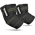 DMoose Fitness Elbow Wraps for Weightlifting (Pair) - 40'' Adjustable Elbow Strap for Gym Workout, Bench Press & Powerlifting - Compression Wraps for Tendonitis & Joint Support