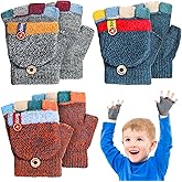 Handepo 3 Pair Kids Winter Gloves Infant Gloves 2t Toddler Convertible Warm Flip Top Baby Clothes for Kids 2-6 Years