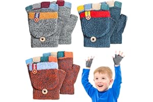 Handepo 3 Pair Kids Winter Gloves Infant Gloves 2t Toddler Convertible Warm Flip Top Baby Clothes for Kids 2-6 Years