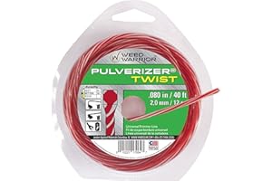 Weed Warrior Pulverizer Twist Universal Trimmer Line, 0.080" Diameter x 40', Red Core/Silver Tips