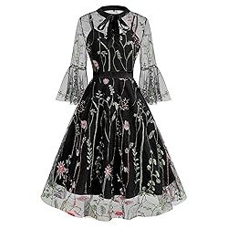 2 Pieces Mesh 3/4 Sleeve Floral Embroidery Illusion