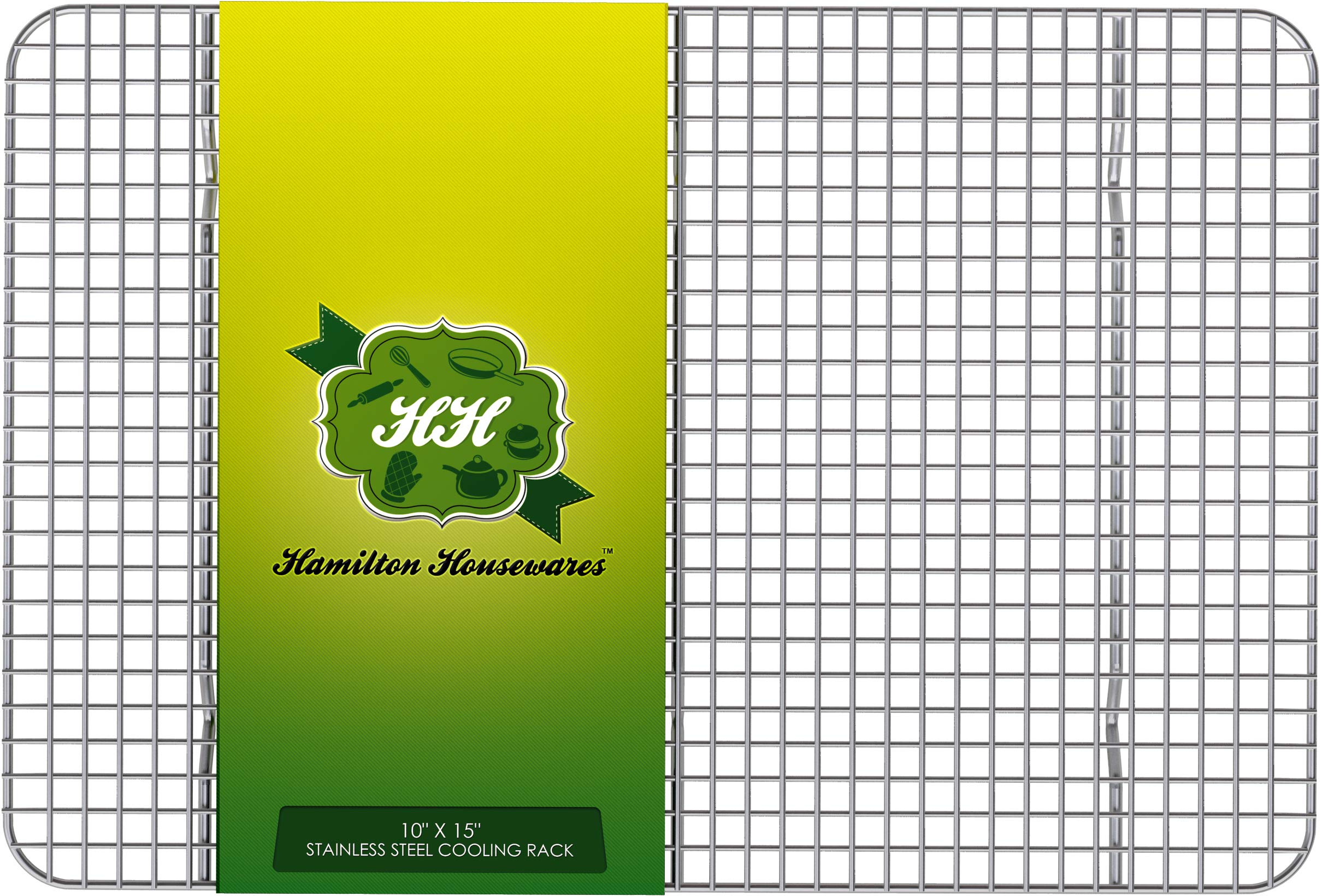 Hamilton Housewares Stainless Steel Cooling Rack - Heavy Duty and Oven Safe, Good for Cooling, Baking and Roasting - Fits 15 1/4" X 10 1/4" Baking Pans - Perfect for Cookies, Cakes & More (10" x 15")