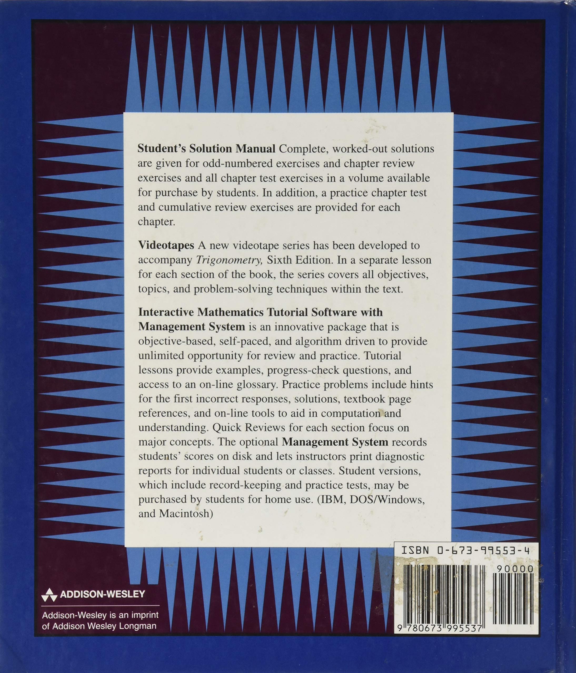 Trigonometry: Amazon.co.uk: Margaret L. Lial, John Hornsby, David I.  Schneider: 9780673995537: Books