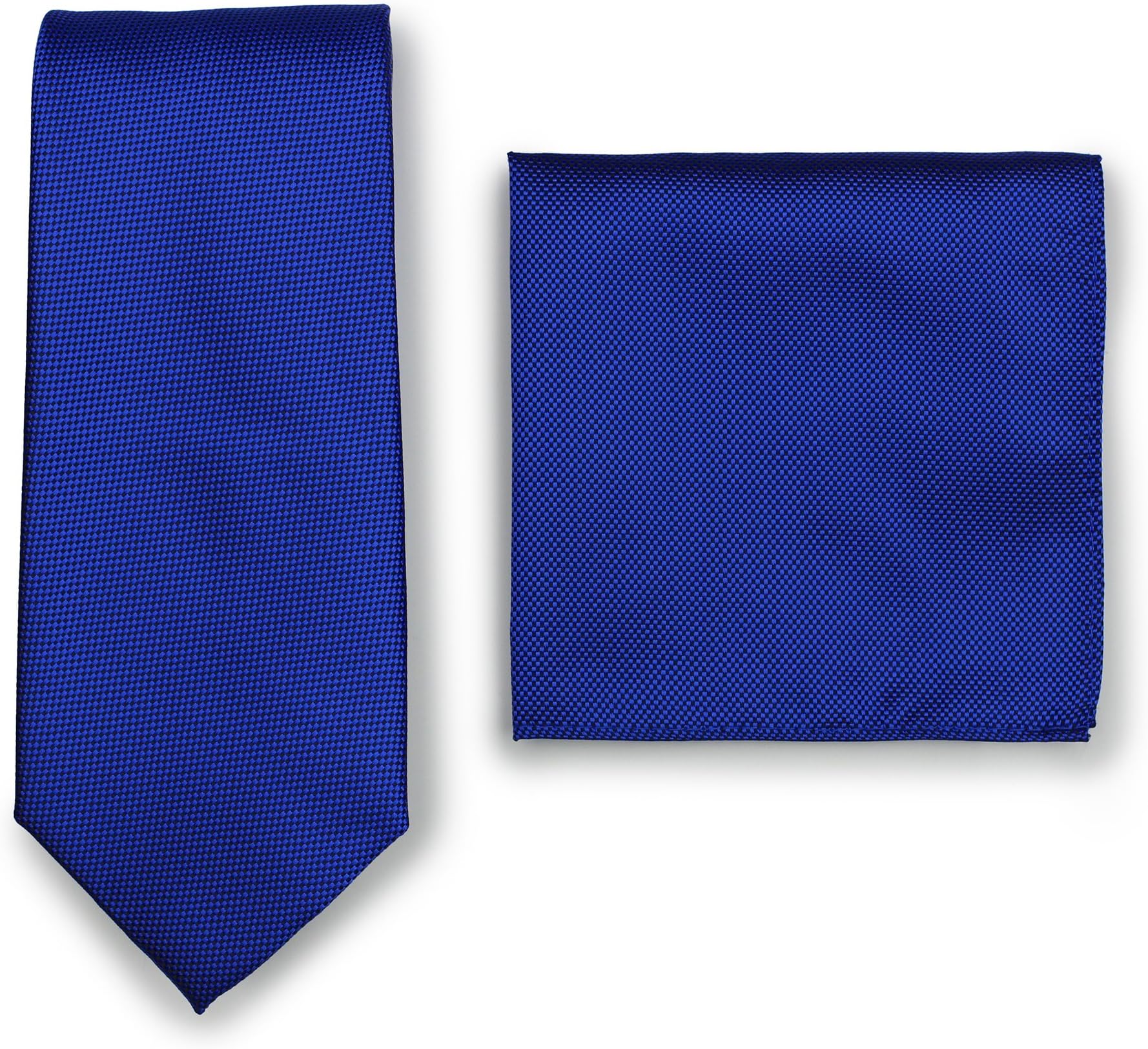 Bows-N-Ties Men's Solid Necktie and Pocket Square Set Matte Microtexture Finish