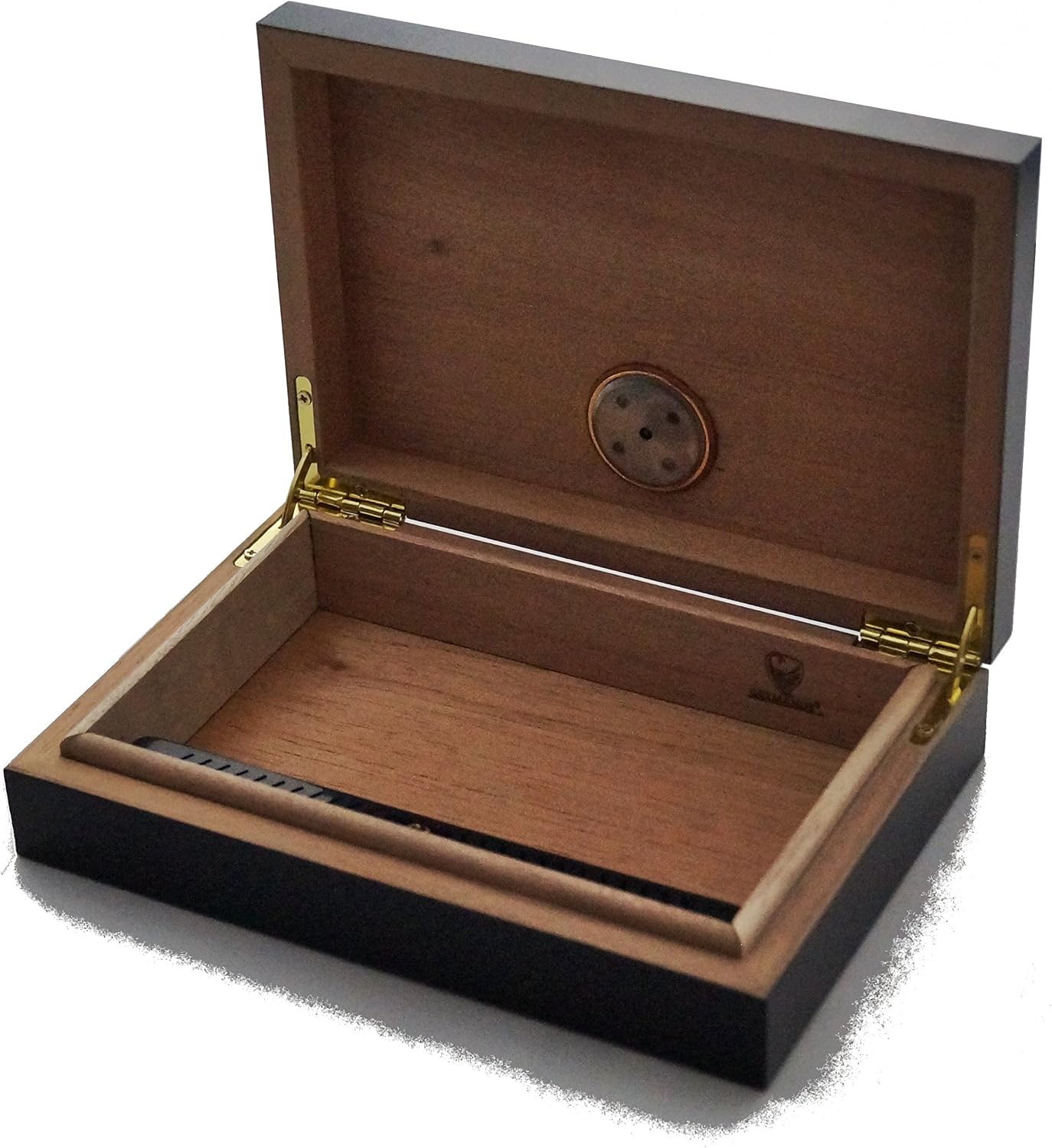 GERMANUS Mini Humidor for Travel, Couch or Terrace in Brown with Cedar Wood, Humidifier and Hygrometer in Black - Image 3