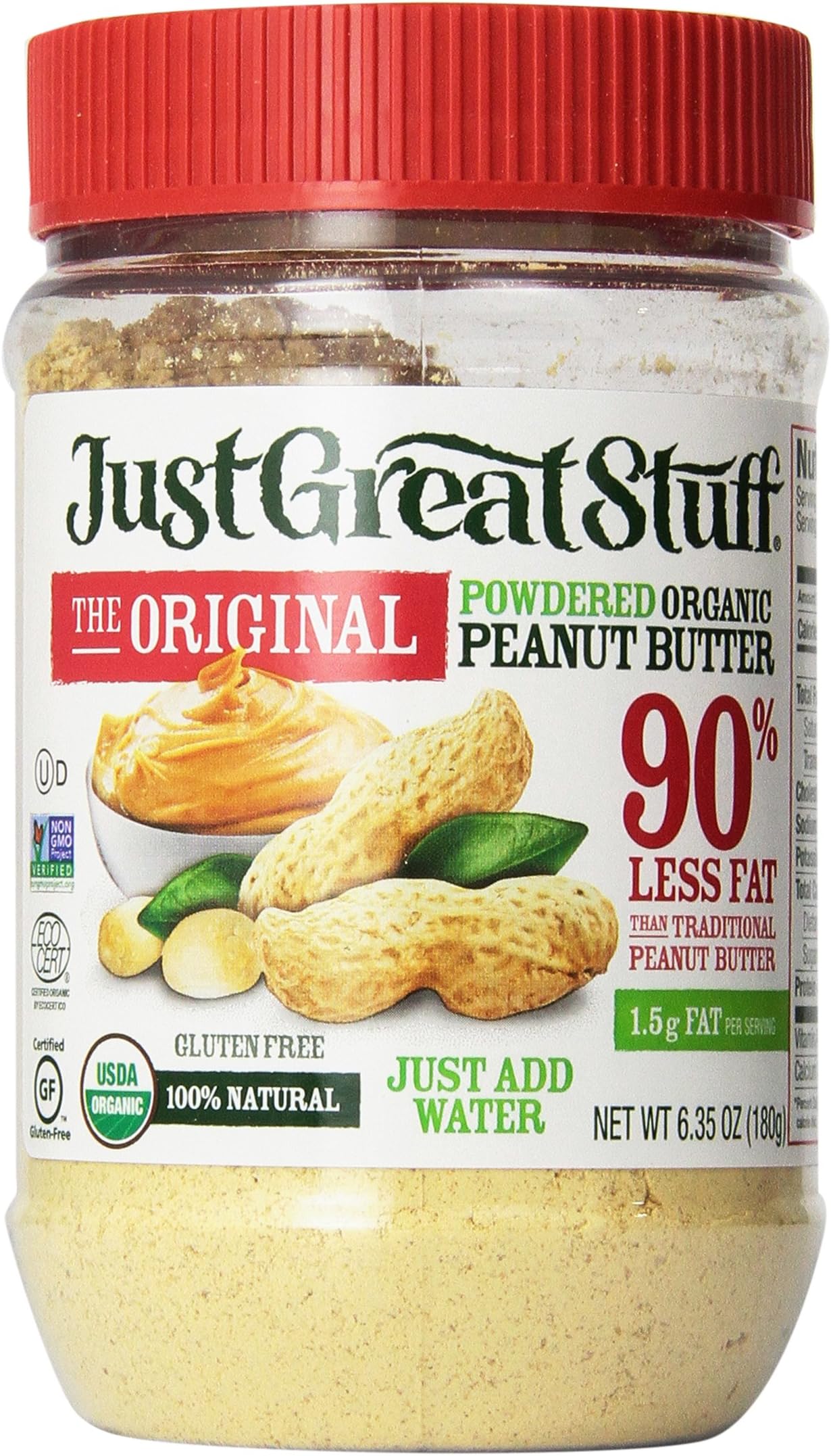 Just Great Stuff Organic Powdered Peanut Butter, 6.35 Ounce -- 12 per case