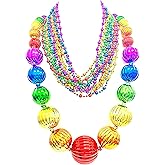 YSPPF Mardi Gras Beads Necklaces Mardi Gras Multi Color Jumbo Ball Bead Necklaces Mardi Gras Parade Party Gift (13pcs)