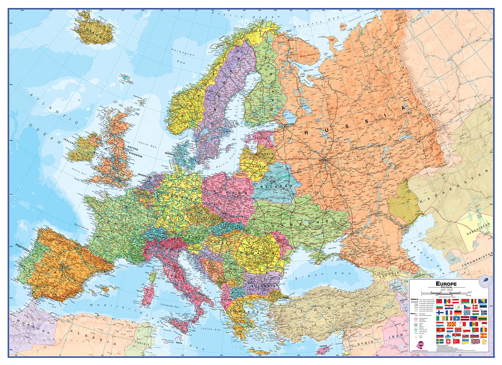 Big Map Of Europe Maps International Large Europe Wall Map (Political) Laminated - 136 Cm (W)  X 98.5 Cm (H) : Amazon.co.uk: Stationery & Office Supplies