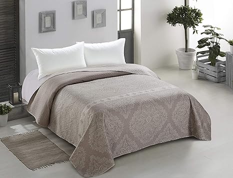 AmeliaHome Ornament Tagesdecke Mikrofaser beige 220 x 240