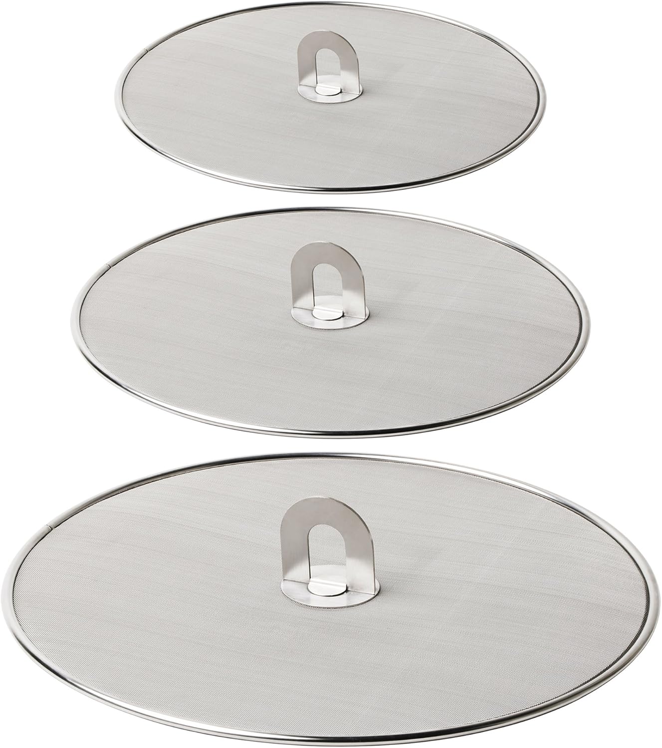 Homestia Grease Splatter Screen for Frying Pan with Fold Flat Knob Fine Mesh Guard Shield and Catcher Set Of 3 in 10