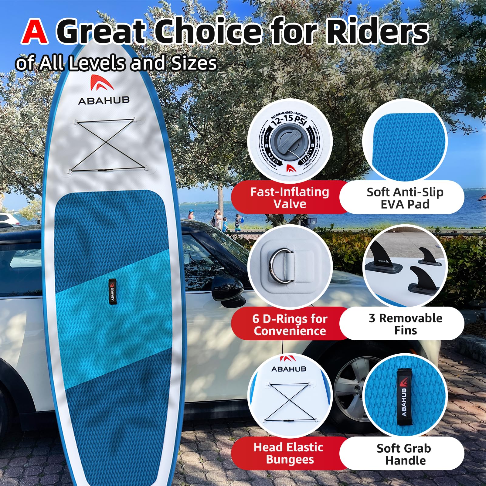 Abahub Inflatable SUP, Wide 10'6