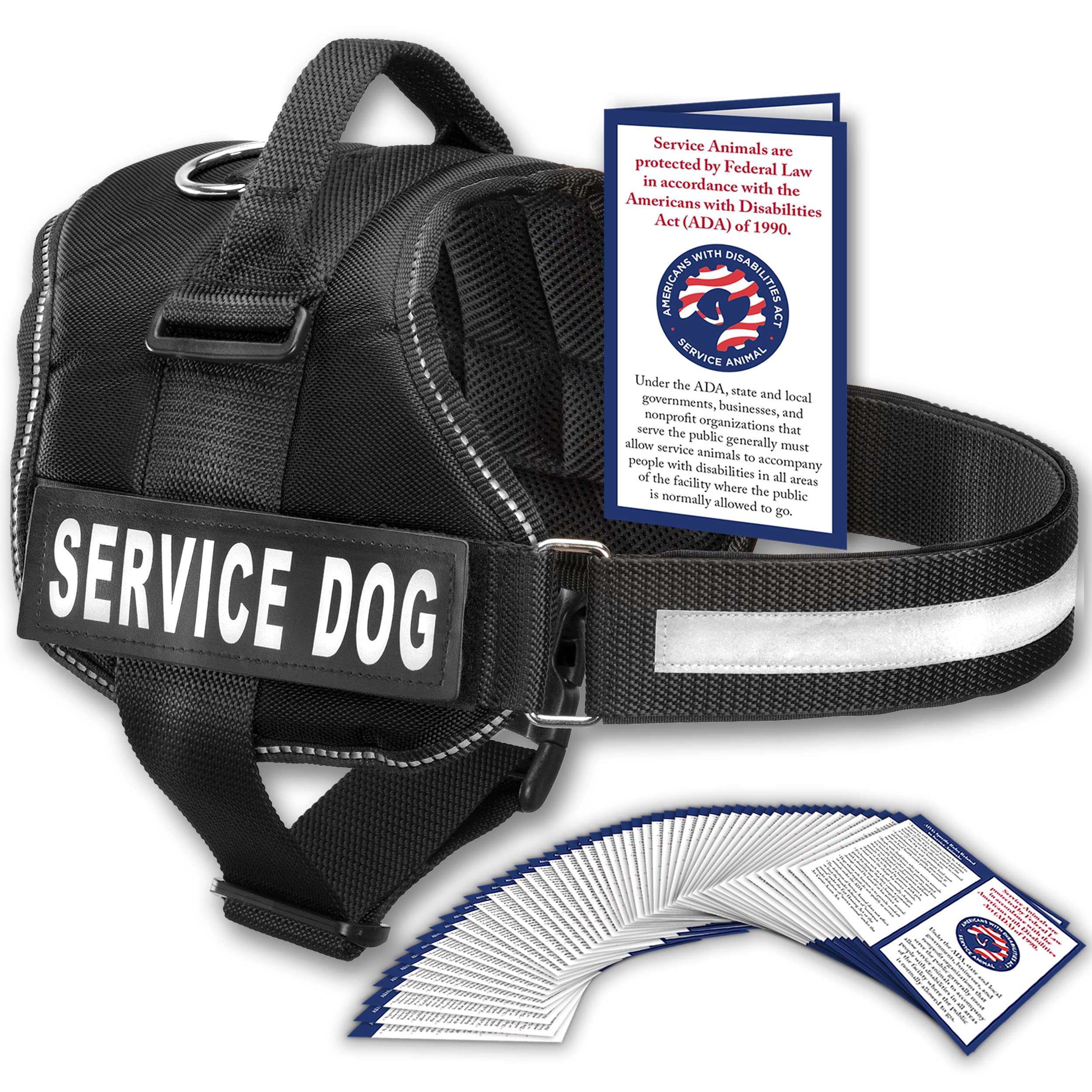 Industrial Puppy Service Dog Vest with Hook and Loop Straps and Handle - Harness is Available in 8 Sizes from XXXS to XXL - Service Dog Harness Features Reflective Patch (Black, Med) — image 1