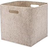 Parker Baby Co Foldable Felt Storage Cube Bin, 13 Inch Storage Bin: Oatmeal | Collapsible cubby basket stores diapers, toys, blankets &amp; closet essentials. Soft felt fabric, flexible &amp; foldable structure