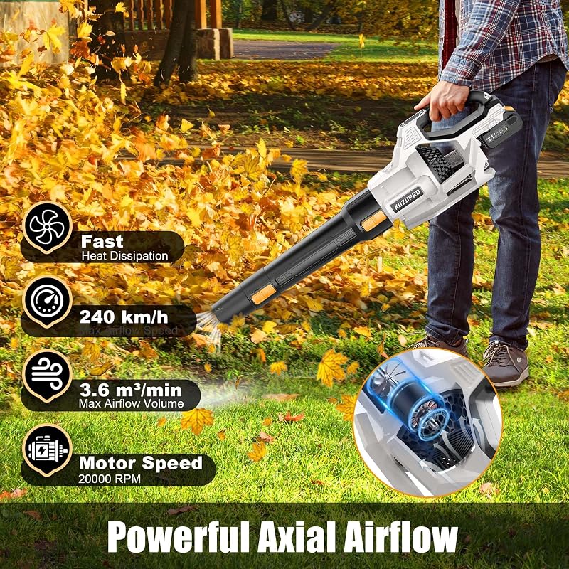Laubbläser Akku, 21V Laubbläser mit 2 × 4,0 Ah Akkus, 3 Stufen