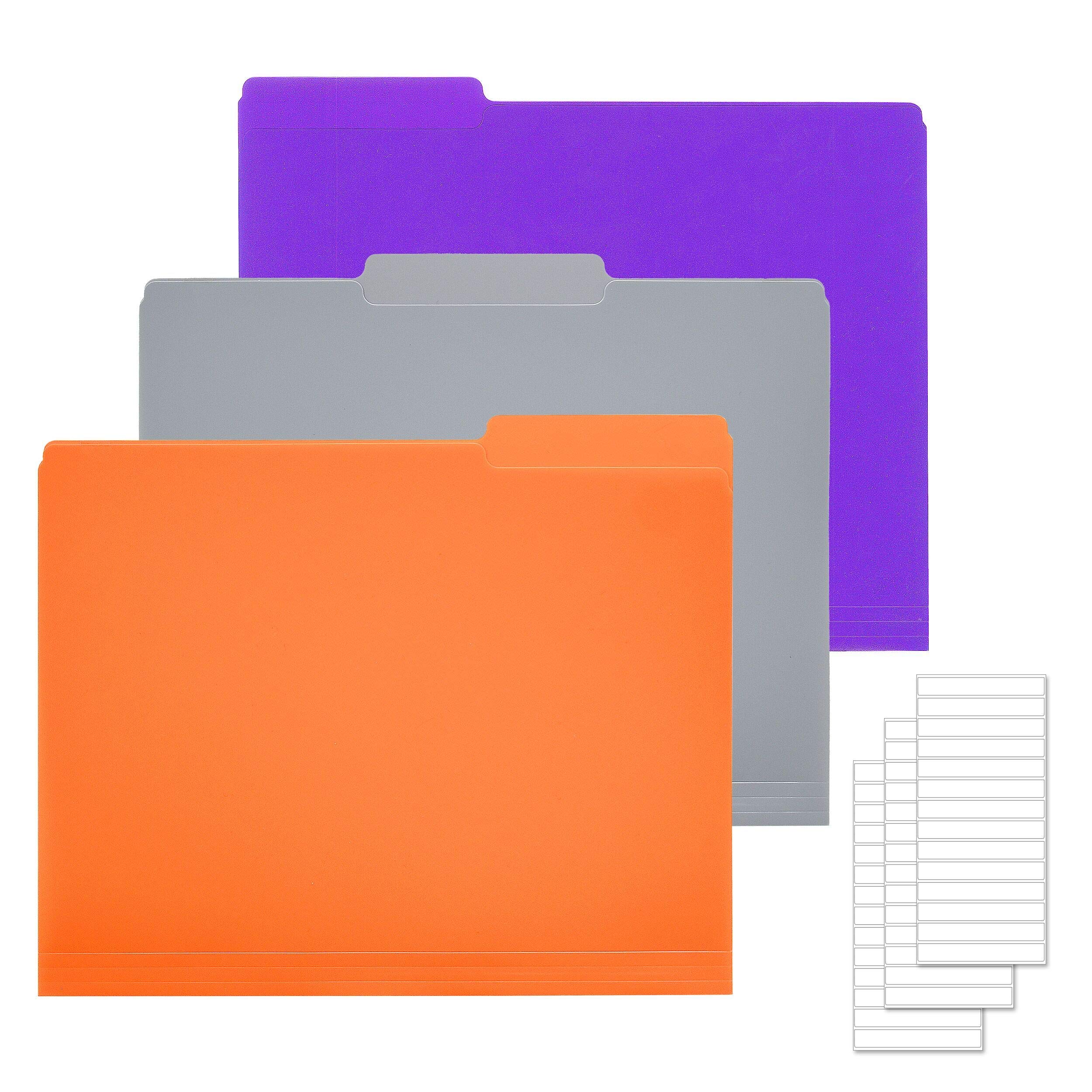 WOT I Plastic File Folders - 50PCS, Heavy Duty Extra Thick Plastic Folders, 1/3 Cut Tab Letter Size Assorted Colors for Organizing and Easy File Storage Plastic File Folders Colored