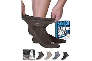 Doctor's Select Diabetic Socks for Men - 4 Pairs Diabetic Ankle Socks for Men | Non Binding Neuropathy Socks for Men
