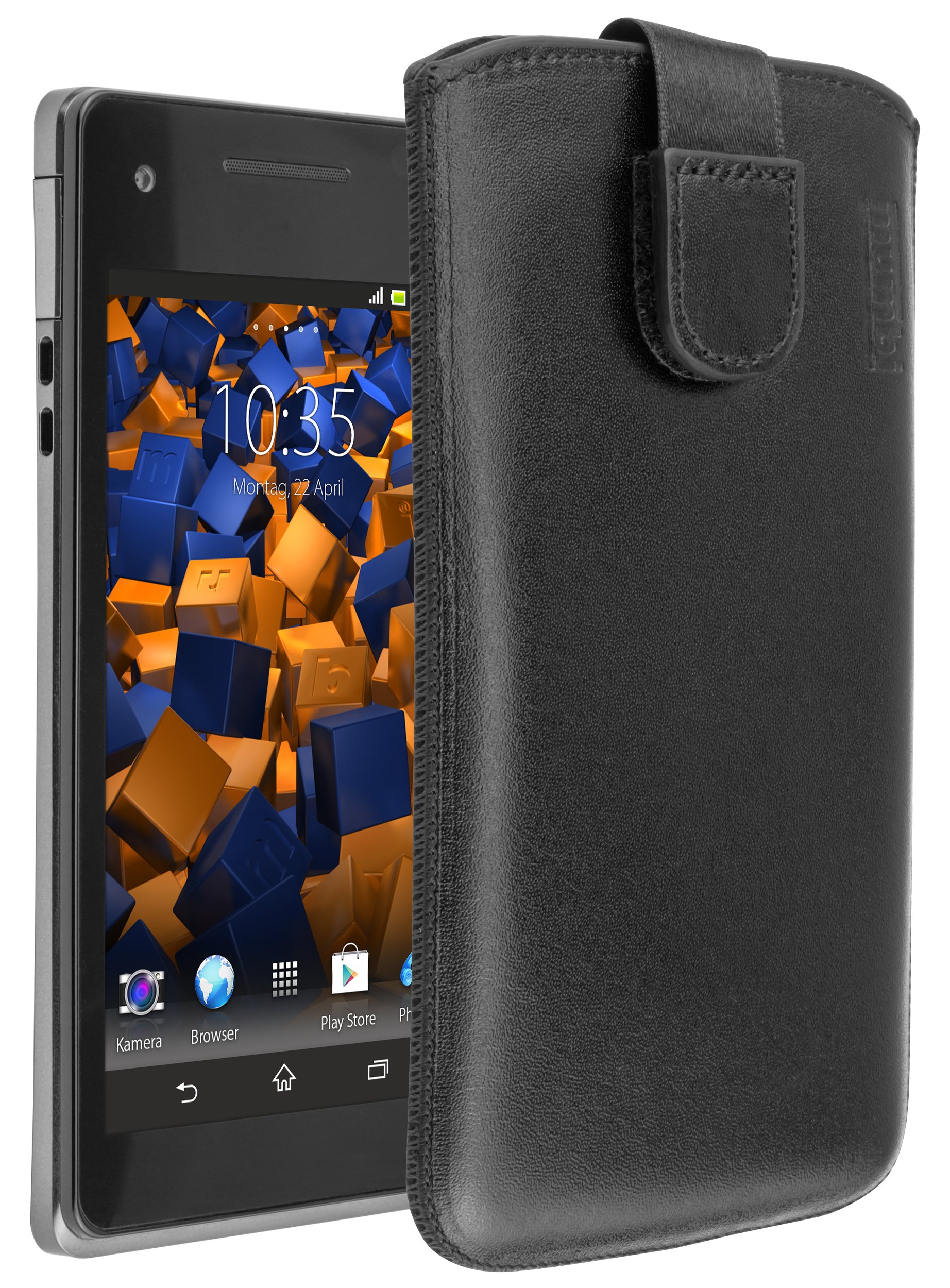 mumbi Genuine Leather Case Compatible with Sony Xperia V Black