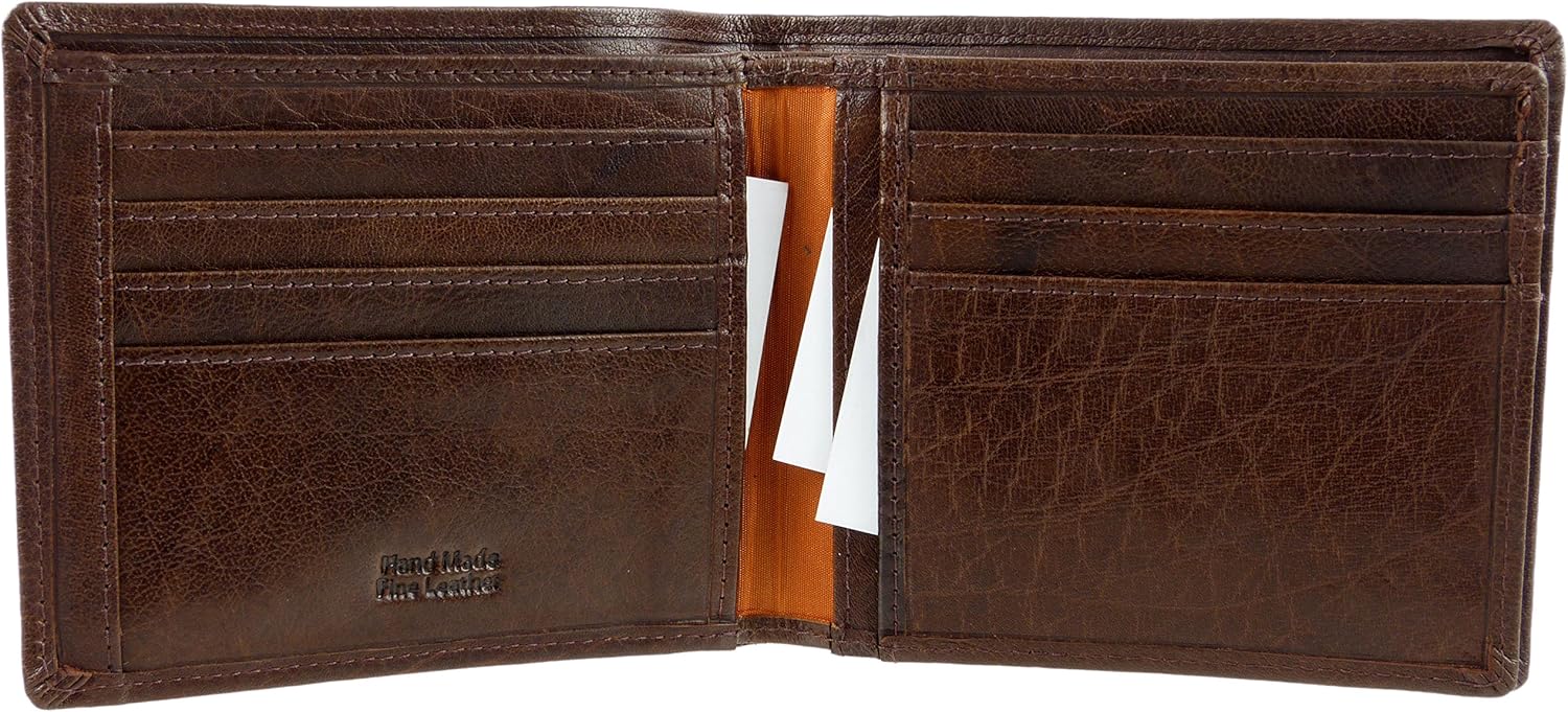 Mens Vintage Buffalo Leather Wallet by Rowallan; Verona Collection Credit Cards VegTan, Brown - Image 5