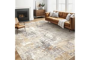 LOONGRUG Area Rug Living Room Rugs: 5x7 Washable Large Abstract Modern Soft Stain Resistant Indoor Floor Non Slip Accent Carpet for Bedroom Nursery Playroom Dining Room Office Dorm Home House- Gray Gold