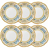 UPware Chianti Melamine Dinner Plate Set, Flower Shaped Plates for Main course, Pasta, and Salad, BPA-Free, Dishwasher Safe, Multicolor, 11 Inch, Set of 6