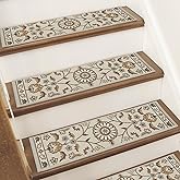 BEQHAUSE Stair Treads for Wooden Steps, 8"X30", 15pcs, Brown/Grey | Non-Slip Machine Washable Carpet Stair Treads, TPE Backing, 100% Polyester, Soft Indoor Stair Runner for Kids Elders and Pets