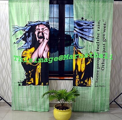 Include 2 Panel Set Curtain Multicolor Tie Dye Bob Marley Curtain