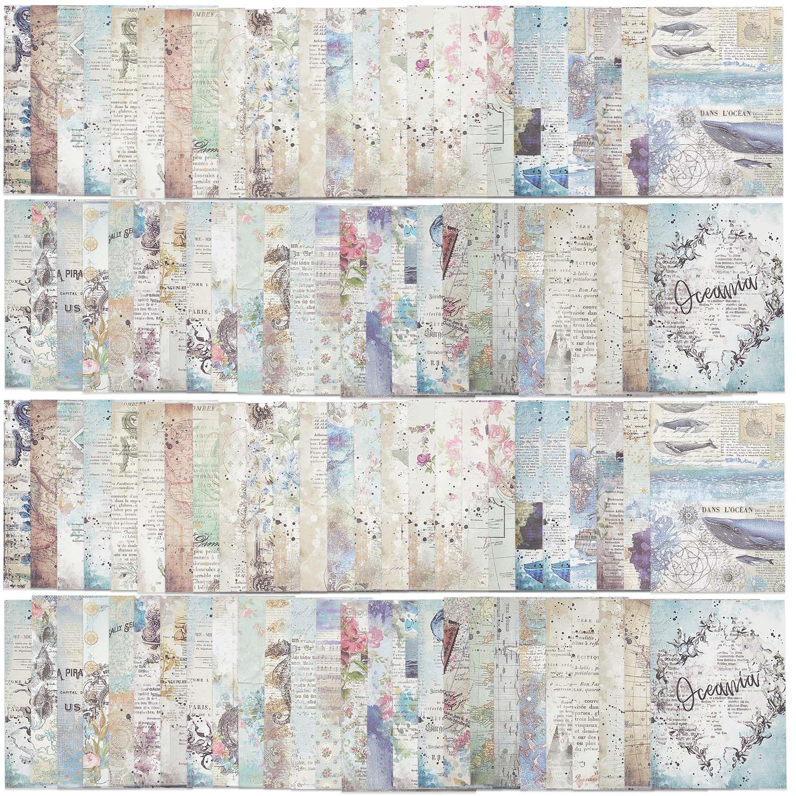 GORGECRAFT 100 Sheets Sea Animals Pattern Paper 50 Styles 14x10cm Ocean Theme Decorative Craft Paper Scrapbook Paper Pad Cardstock for DIY Origami Crafts Card Making Scrapbooking Gift Wrapping Decor