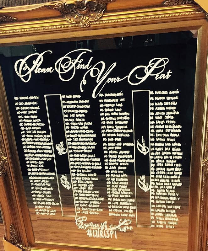 Amazon Com Mirror Seating Chart Customized And Hand Painted With Choice Of Frame Color And Size Handmade