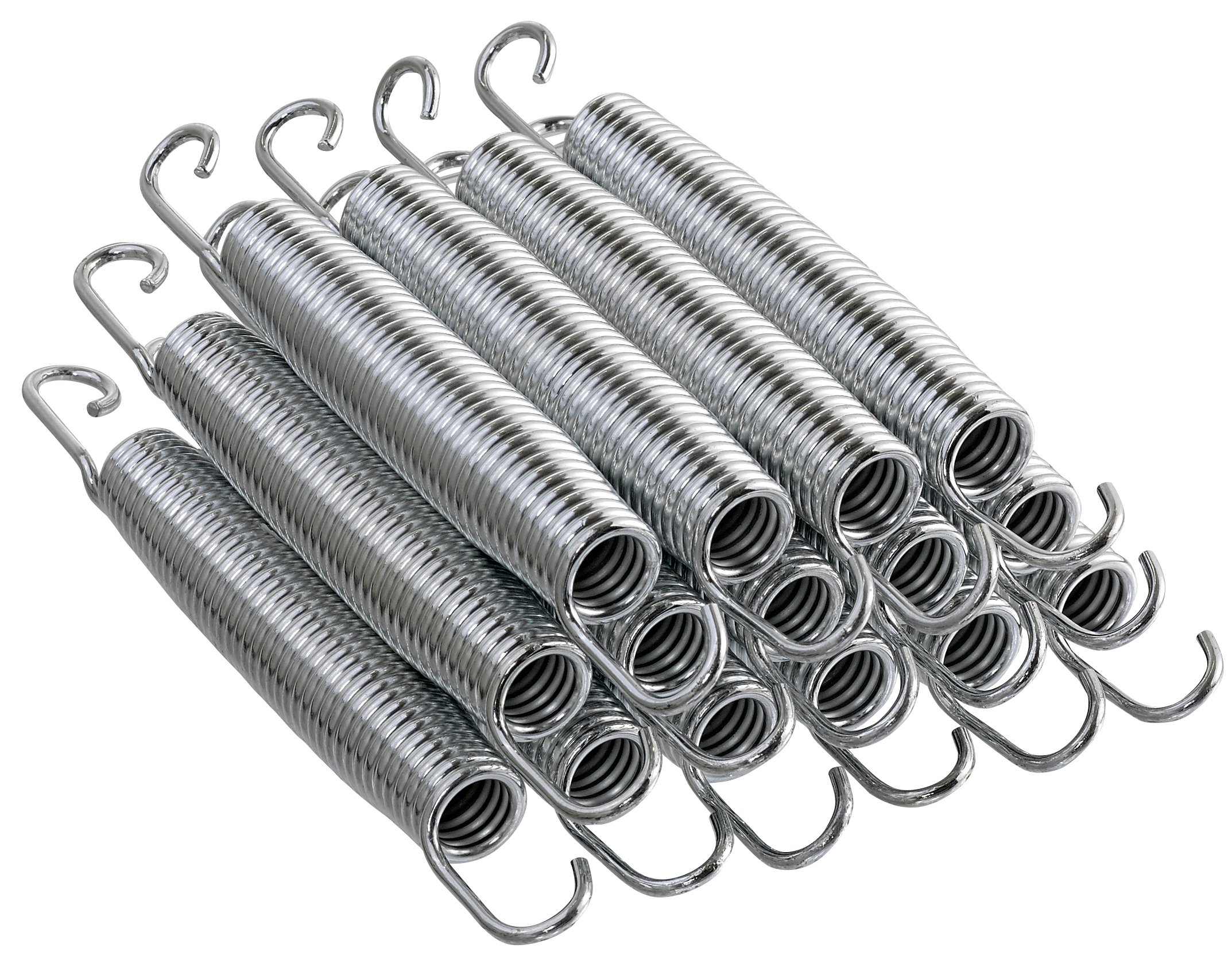 Photo 1 of Machrus Upper Bounce Heavy-Duty Galvanized Steel Trampoline Springs 3.5-9 Inch - with Spring Pull T Hook Tool for Installation - Premium Quality Stainless Steel Trampoline Springs - Set of 15