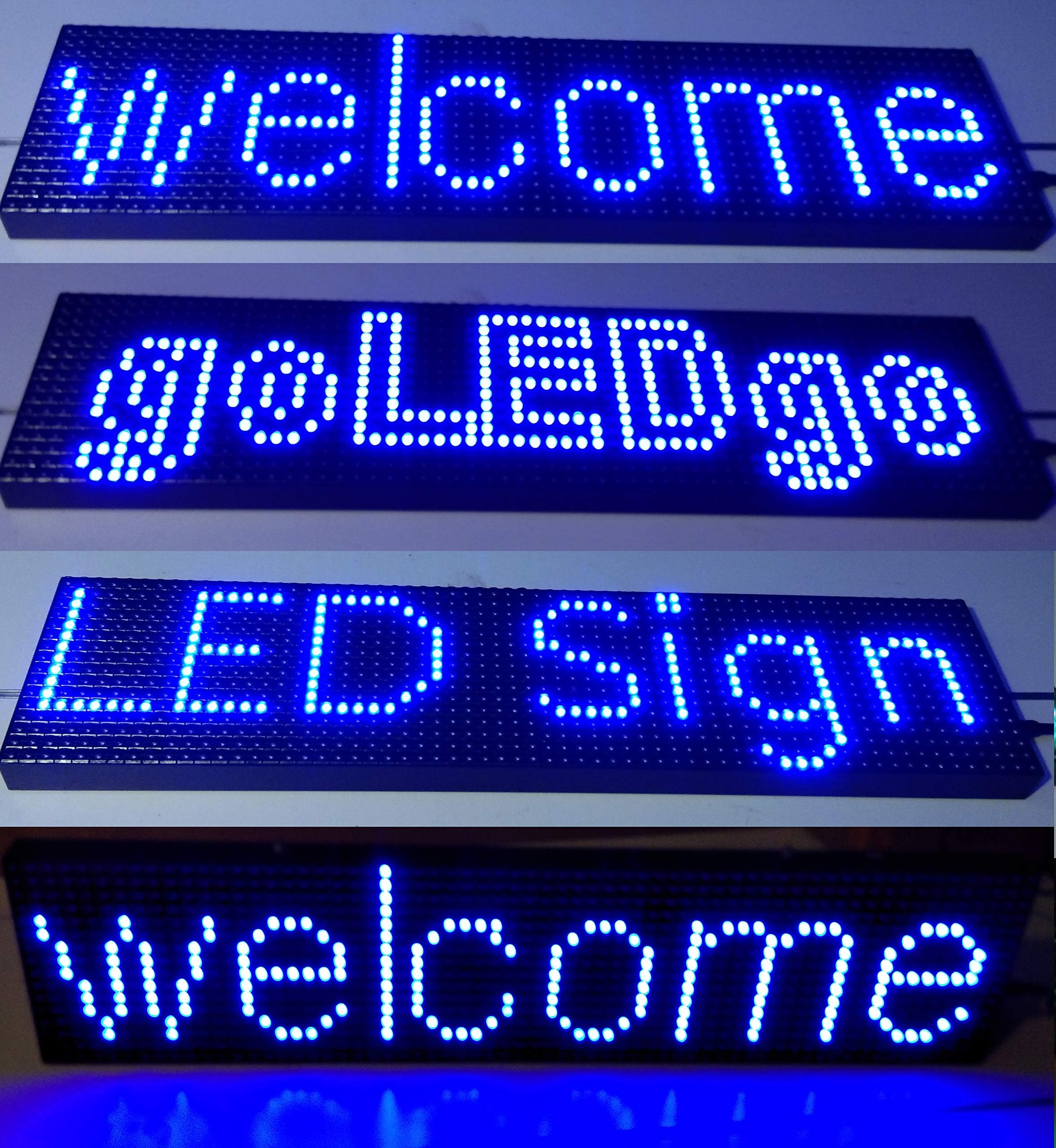 goLEDgo 6.5" x 25.3" Blue Programmable Scrolling LED Sign - Self-Outdoor UVproof LED Display Metal Case (6.5"x25.5"x1.2", Blue)