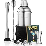 Mixology Cocktail Shaker Set Drink Mixer, 8-Piece Portable Bartender Kit with 24oz Martini Shaker Barware Tool Set, 2 Pourers