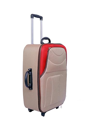 New Jersey Travellers Polyester Beige and Red Softside Trolley\Tourist\Travel Luggage (60 cm)