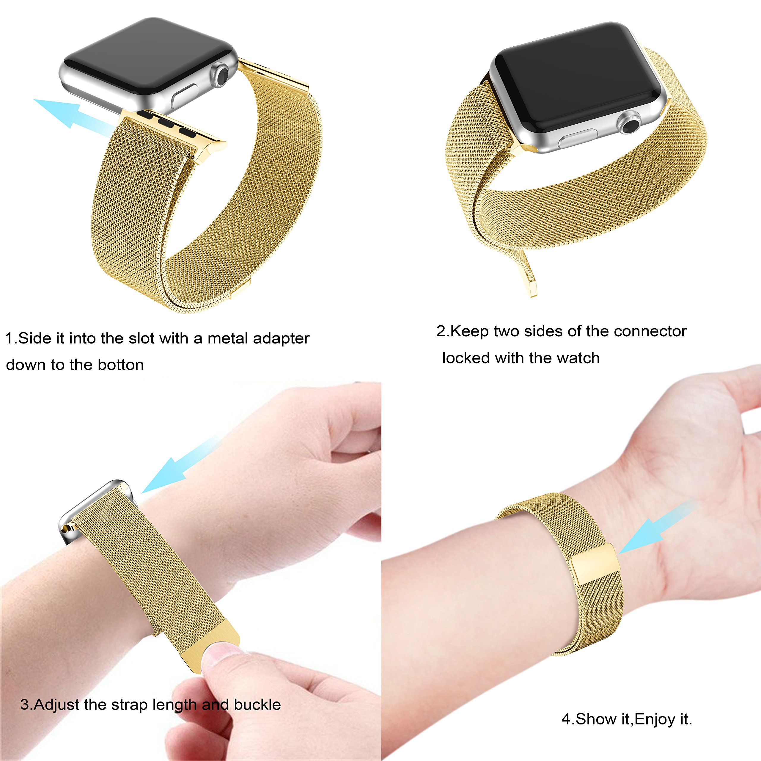 YaSpark Stainless Steel Mesh Milanese Loop with Adjustable Magnetic Closure Replacement Metal iWatch Band for Apple Watch Series 2 Series 1 Nike+ Sport and Edition 42mm Colorful