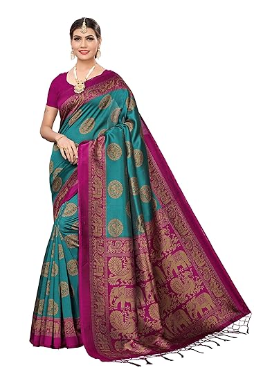 ANNI DESIGNER Silk with Blouse Piece Saree (Sundaram-RAMA Free Size)