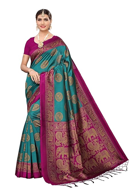 ANNI DESIGNER Silk with Blouse Piece Saree (Sundaram-RAMA Free Size)