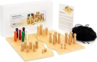 Familienbrett | Systembrett aus hochwertigem Holz für Familienaufstellung und Coaching | 32 Teile inkl. Aufbewahrungsbox