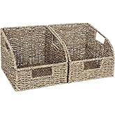 StorageWorks Wicker Baskets for Organizing, Pantry Organizers and Storage, Seagrass Storage Basket for Pantry Shelves, Kitchen Counter, Natural, 2 Pack