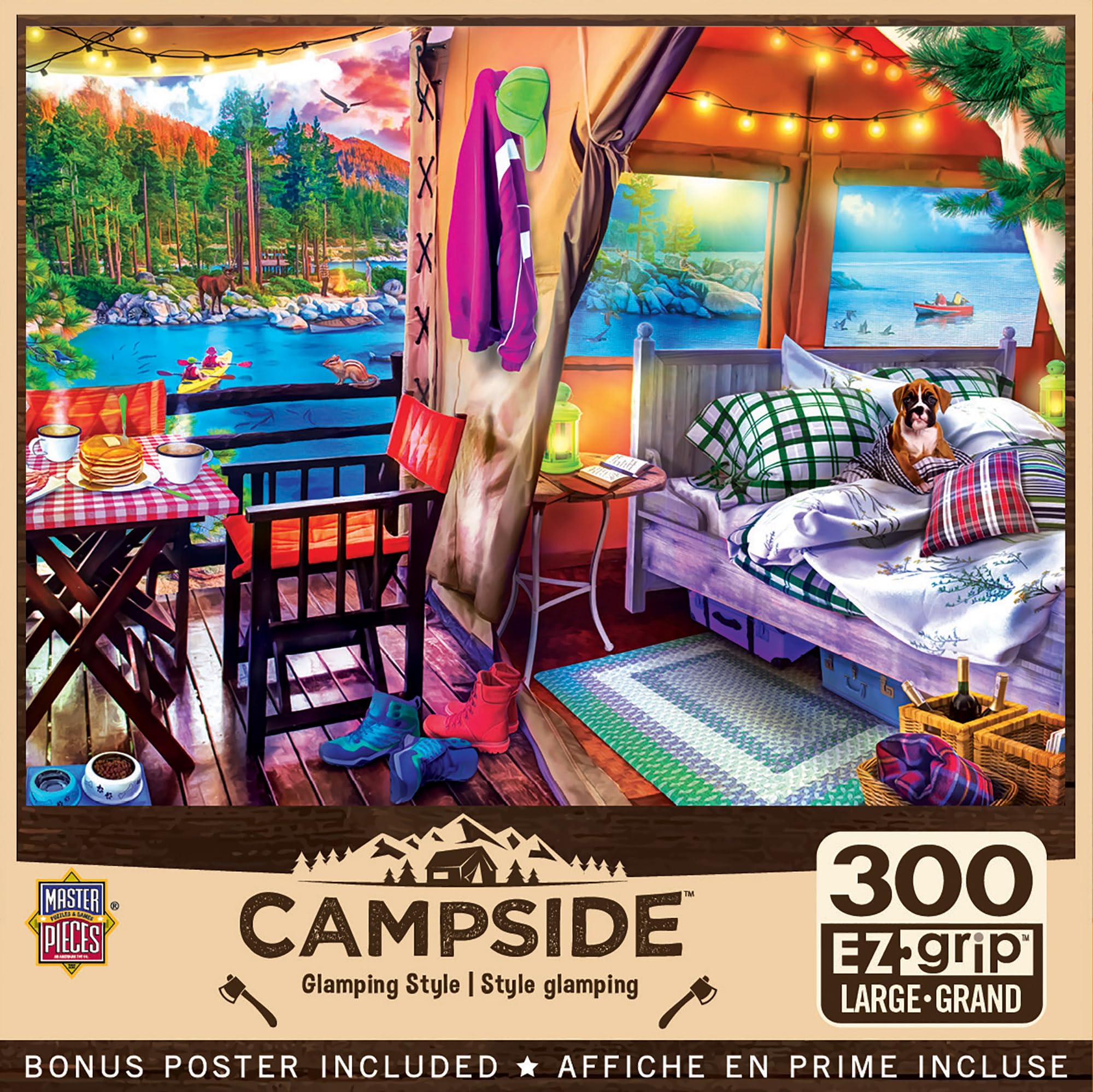 Photo 1 of MasterPieces 300 Piece EZ Grip Jigsaw Puzzle - Glamping Style - 18"x24" - Jigsaw Puzzle with Vibrant Artwork and Durable Pieces - Fun Family Activity, Brain Challenge, and Educational Entertainment