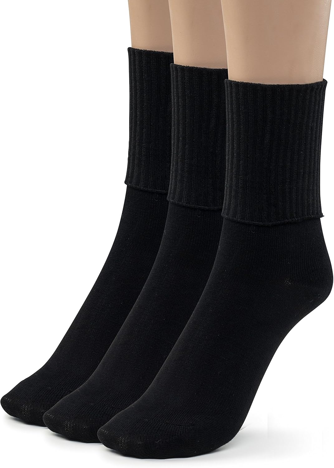 Silky Toes Womens Crew Socks Bamboo, Turn Cuff (36 Pairs) … (911