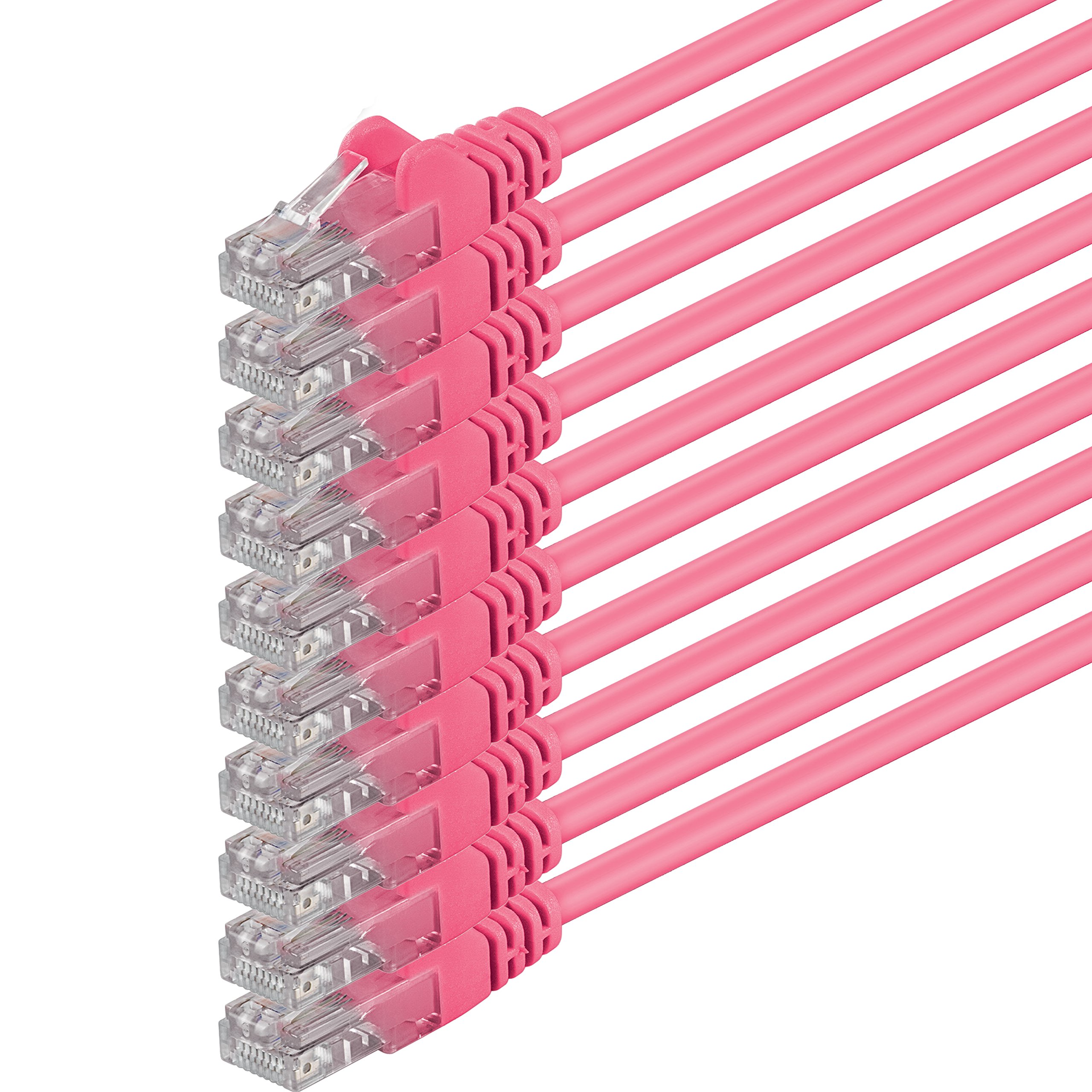 1aTTack.de 0.25m - magenta - 10 pieces - (PACK) - CAT.6 CAT6 Ethernet LAN network cable 1000 Mbit/s patch cable
