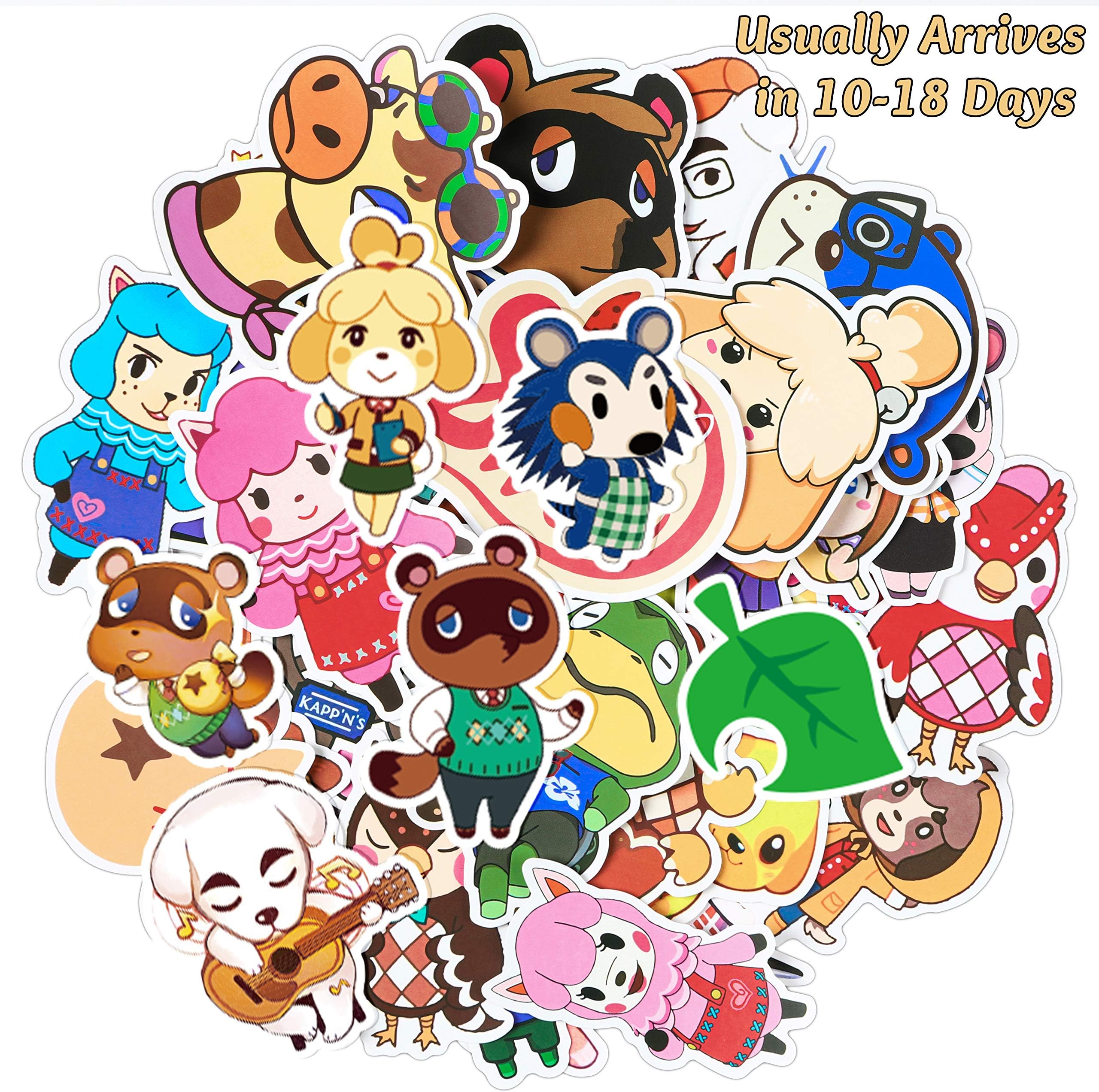 Animal Crossing Stickers for Hydro Flask, 50Pcs Cute Wide World Villager Anime Sticker, Vinyl Waterproof Aesthetic Cartoon Sticker for Water Bottle, Laptop, Phone Case, Kids Birthday Party Gift
