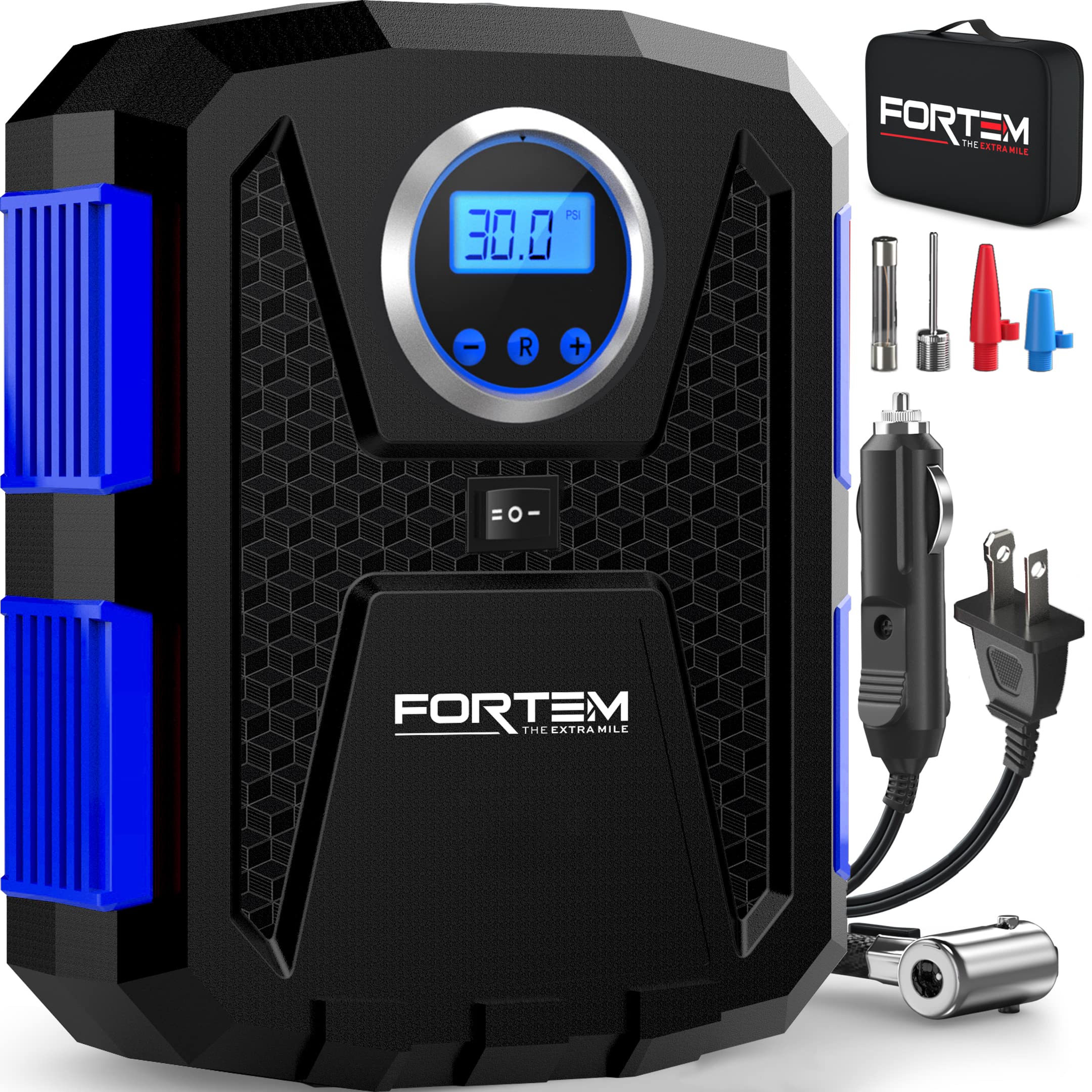 Photo 1 of FORTEM Tire Inflator Portable Air Compressor 150 PSI, 12V Electric Bike Pump for Car Tires and Bicycles with LED Light, Digital Tire Pressure Gauge w/Auto Shut Off, Carrying Case
